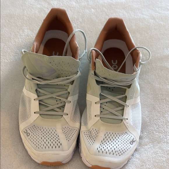 On Running Cream and Green Athletic Shoes - Picture 11 of 11